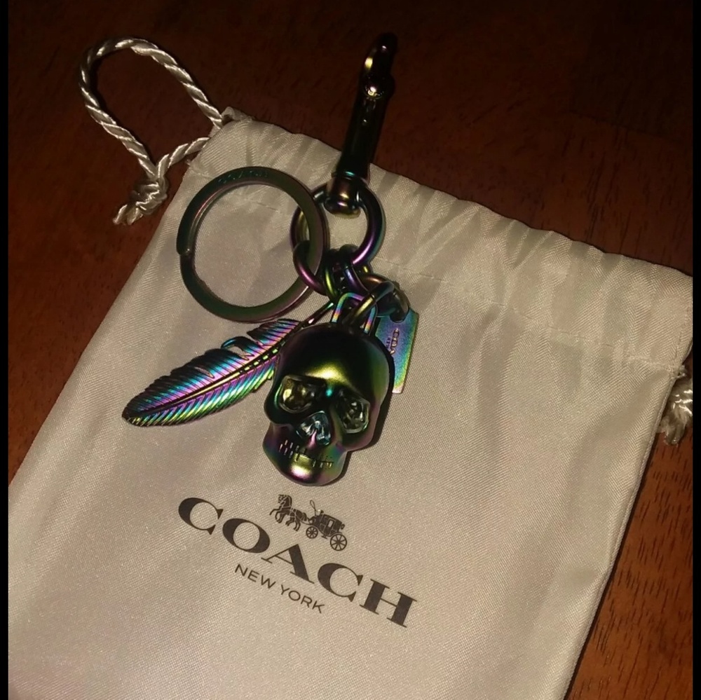 For ally**Coach Oil Slick Skull Keychain